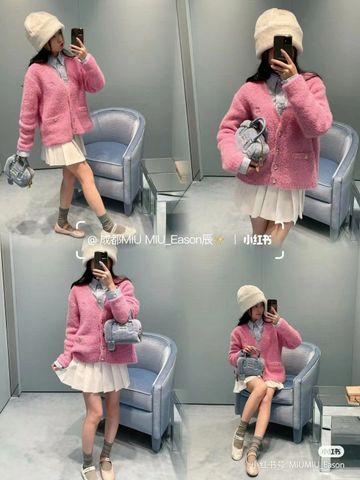 Áo cardigan len nữ miu* miu* màu hồng đẹp VIP 1:1