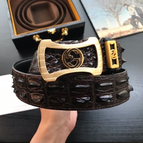 Belt nam GUCCI dây da cá sấu mặt mạ vàng 18m