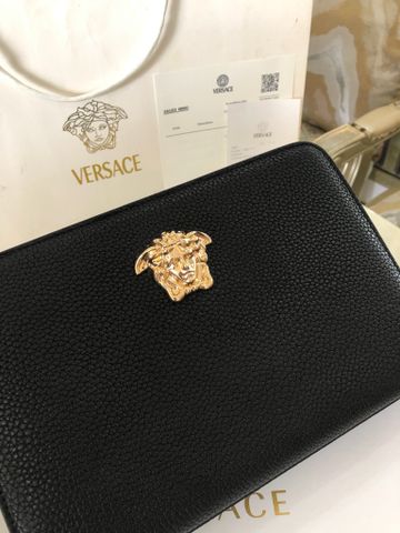 Clutch VERSACE* nam nữ da bò togo siêu mềm xịn khoá số và logo vàng đẹp sang lịch lãm cao cấp