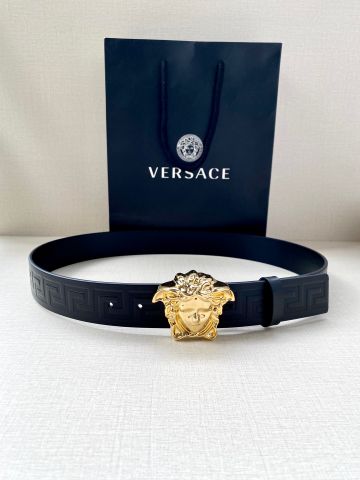 Belt nam VERSACE* bản 3,8cm dây da bò dập nổi hoạ tiết Logo