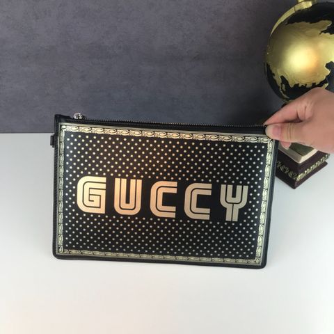 Clutch GUCCI* nam nữ sz 30cm da bò in hoạ tiết vàng đồng đẹp cao cấp