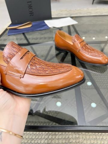 Giày âu DIOR* da bóng phối hoạ tiết oblique đẹp lịch lãm VIP 1:1