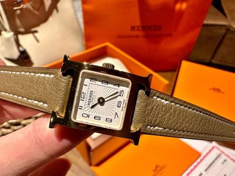 Đồng hồ nữ Hermes* dây da mặt chữ H size nhỏ mini 17mm VIP 1:1