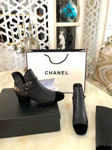 Boot chanel* cổ thấp SIÊU CẤP gót nẹp chữ kim loại đẹp