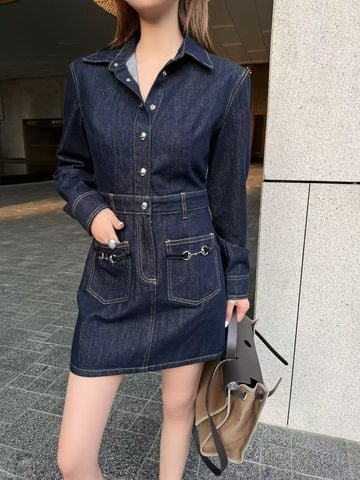 Đầm denim nữ GUCC* * – thiết kế sơ mi thời thượng