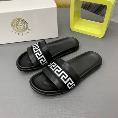 Dép nam VERSACE* quai da bò phối hoạ tiết Logo đẹp 2 màu