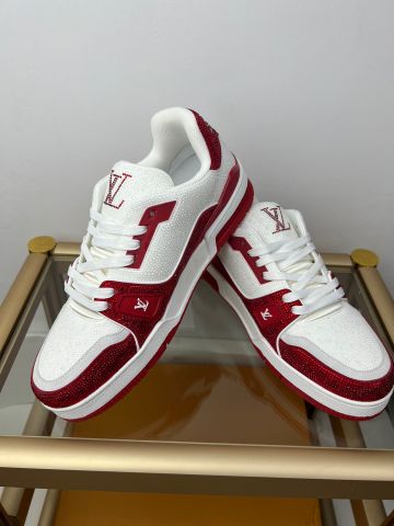 Sneaker LV* trainer nam nữ cao 5cm đính full đá trắng và đỏ màu độc VIP 1:1