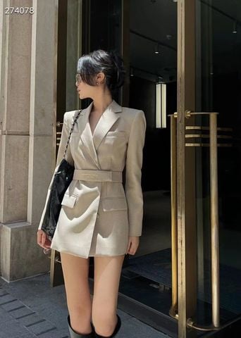 Áo vest nữ Alexander* Wang* dáng dài đai eo có thể mặc như váy kiểu đẹp VIP 1:1