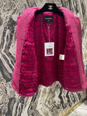 Áo khoác nữ chanel* dạ tweed màu hồng đẹp sang SIÊU CẤP
