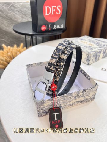 Belt nữ Dior* bản 2cm dây hoạ tiết oblique lót da bê hàng cao cấp