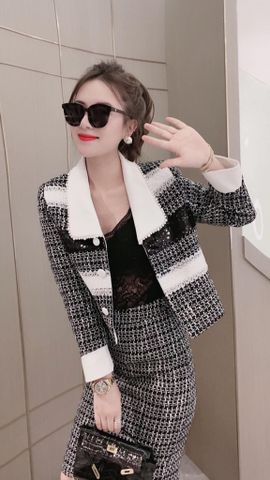 Bộ áo chân váy rời chất tweed đẹp sang cao cấp