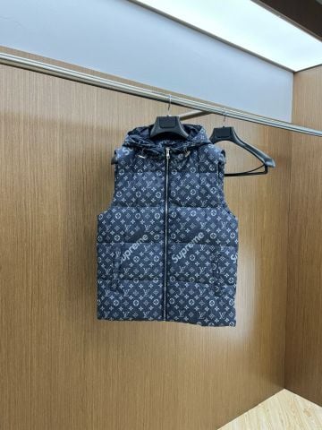 Áo gile nam L*V hoạ tiết Monogram có mũ đẹp cao cấp
