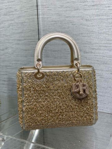 Túi xách nữ Dior* lady thêu hạt vàng đẹp sang VIP 1:1