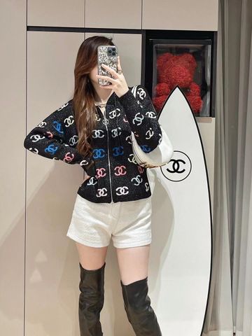 Áo cardigan len nữ chanel* có mũ hoạ tiết logo màu sắc đẹp trẻ trung VIP 1:1