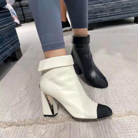 Boot chanel* SIÊU CẤP da bò lỳ gót nẹp kim loại kiểu đẹp sang SIÊU CẤP