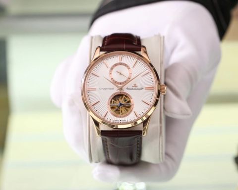 Đồng hồ nam Patek Philippe lộ cơ dây da đẹp lịch lãm case 42mm