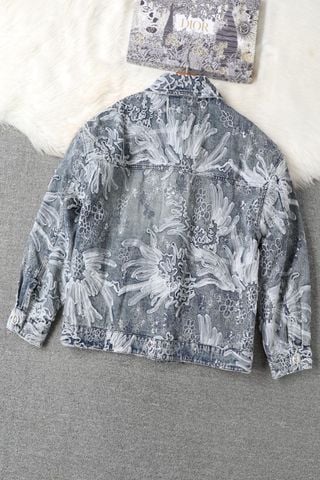Áo khoác jeans nữ Di*or* hoạ tiết hàng đồng cao cấp