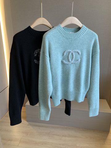 Áo len nữ chanel* logo nổi màu đen và xanh đẹp SIÊU CẤP