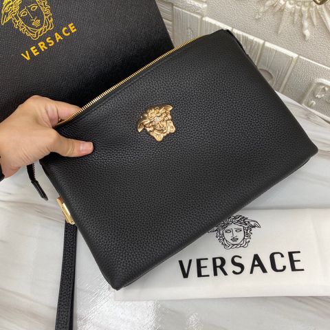 Clutch VERSACE* nam nữ sz 28cm da bò togo mềm nhập khẩu logo vàng cực đẹp sang SIÊU CẤP