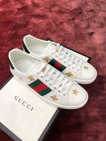 Giày thể thao nam nữ GUCCI* da bò mềm thêu ong vàng đẹp