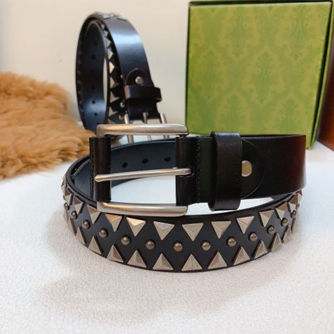 Belt nam GUCCI* dây da bò tán đinh bạc kiểu độc cao cấp