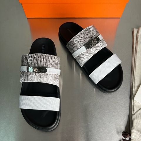 Dép nam nữ  Herme* quai vân da thằn lằn khóa bạc mẫu mới cực đẹp và chất VIP 1:1