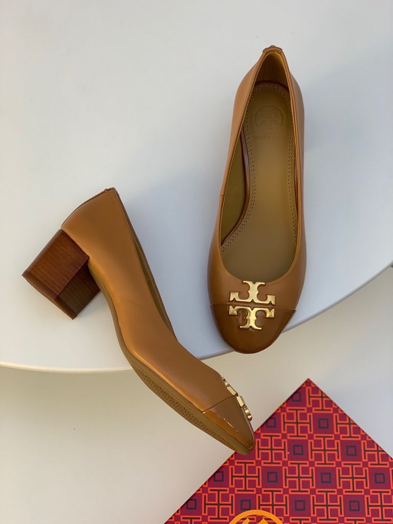 Giày nữ Tory Burch da bò lỳ mũi pha da bóng gót 5cm đẹp sang SIÊU CẤP –  lien fashion