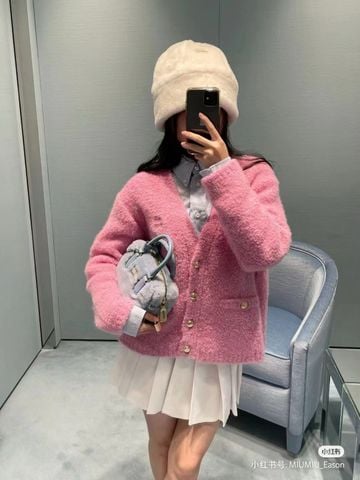 Áo cardigan len nữ miu* miu* màu hồng đẹp VIP 1:1