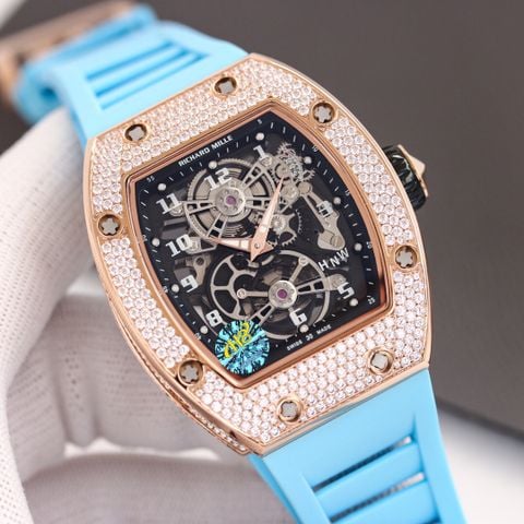 Đồng hồ nam RICHARD* MILLE* mặt nạm kim lộ cơ dây cao su 