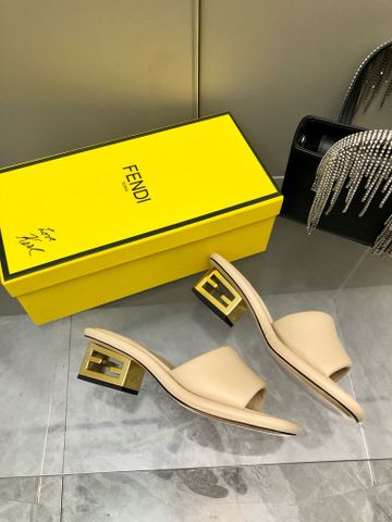 Dép nữ FENDI* da bò gót logo VIP 1:1