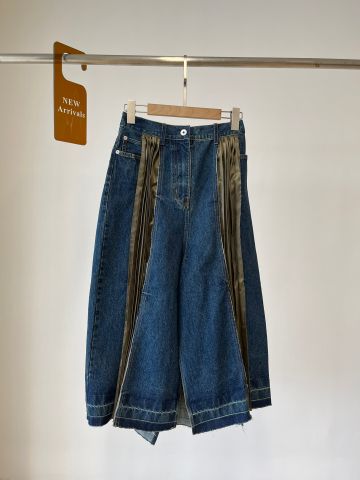 Đầm jeans phối vải xếp ly kiểu đẹp độc SIÊU CẤP