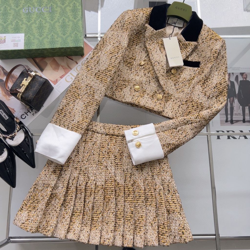 Set chân váy  áo khoác gucci nữ siêu cấp