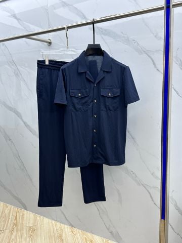 Bộ áo sơ mi ngắn tay & quần dài nam Lorro* Piana* cao cấp