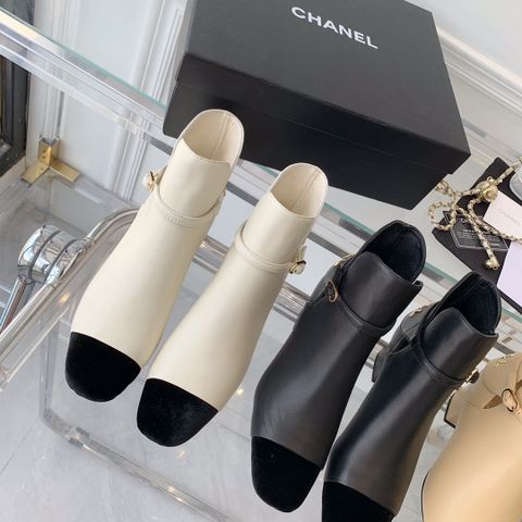 Boot chanel* cổ thấp SIÊU CẤP gót nẹp chữ kim loại đẹp