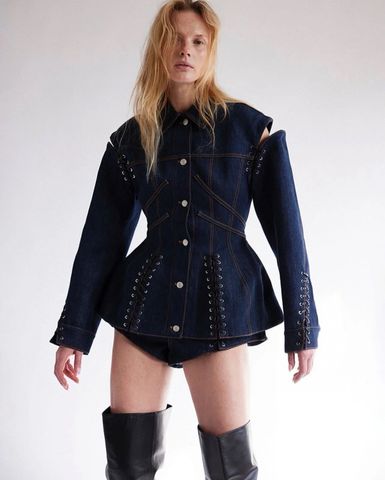 Áo jeans nữ peplum dáng xòe VIP 1:1