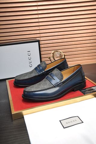 Giày nam Loafer GUCCI* da bóng mờ phối hoạ tiết Logo đẹp lịch lãm