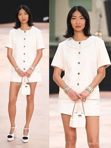 Bộ áo và quần short CHNEL* mauf trắng kem kiểu đẹp cao cấp