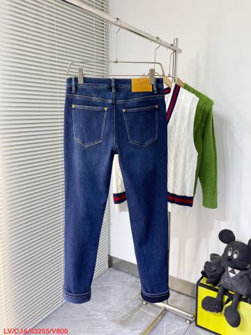 Quần jeans nam LV* màu xanh đơn giản nhã nhặn lót nhung ấm chất đẹp