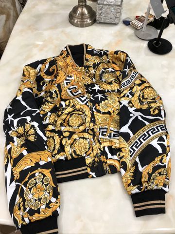 Áo bomber nữ VERSACE hoa văn vàng đẹp SIÊU CẤP