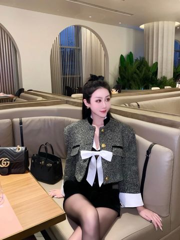 Áo khoác nữ GUCCI* vai rộng khuy vàng đẹp sang SIÊU CẤP