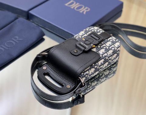 Túi DIOR* nam nữ mini hoạ tiết oblique phối da bò SIÊU CẤP