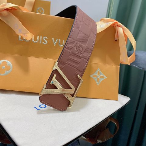 Belt nam L*V dây da bò dập caro nổi cao cấp