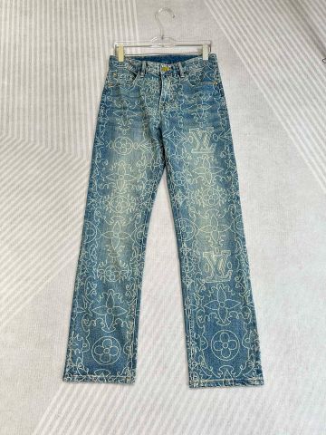 Quần jeans nam L*V ống rộng hoạ tiết cao cấp