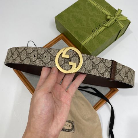 Belt nam GUCCI* dây canvas hoạ tiết Logo lót da bê mềm đẹp