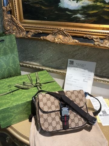 Túi GUCCI* mini 20cm hoạ tiết logo canvas