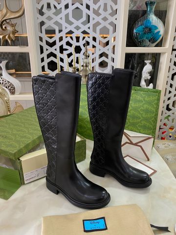 Boot GUCCI* cổ cao gần gối da bò dập nổi hoạ tiết logo đẹp VIP 1:1