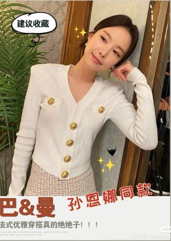 Áo cardigan len nữ BALMAIN* khuy vàng đẹp VIP 1:1