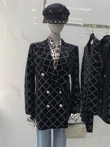 Áo vest nữ BALMAIN* đính đá hình trám đẹp sang VIP 1:1