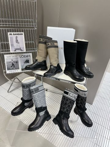 Boot dior* cổ cao phối canvas hoạ tiết kim cương đẹp VIP 1:1