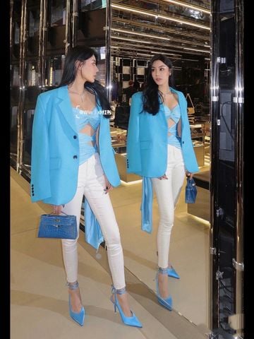 Vest nữ dáng rộng màu xanh lam ngọc siêu đẹp độc